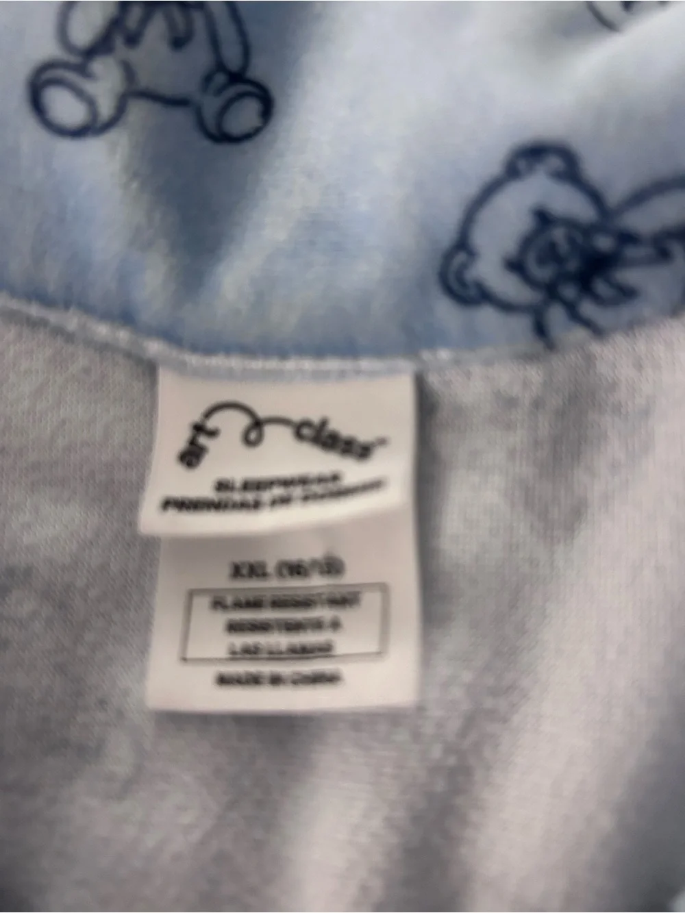 Art Class Light Blue Short-Sleeve Bear Print Pajama Set. Size 16-18